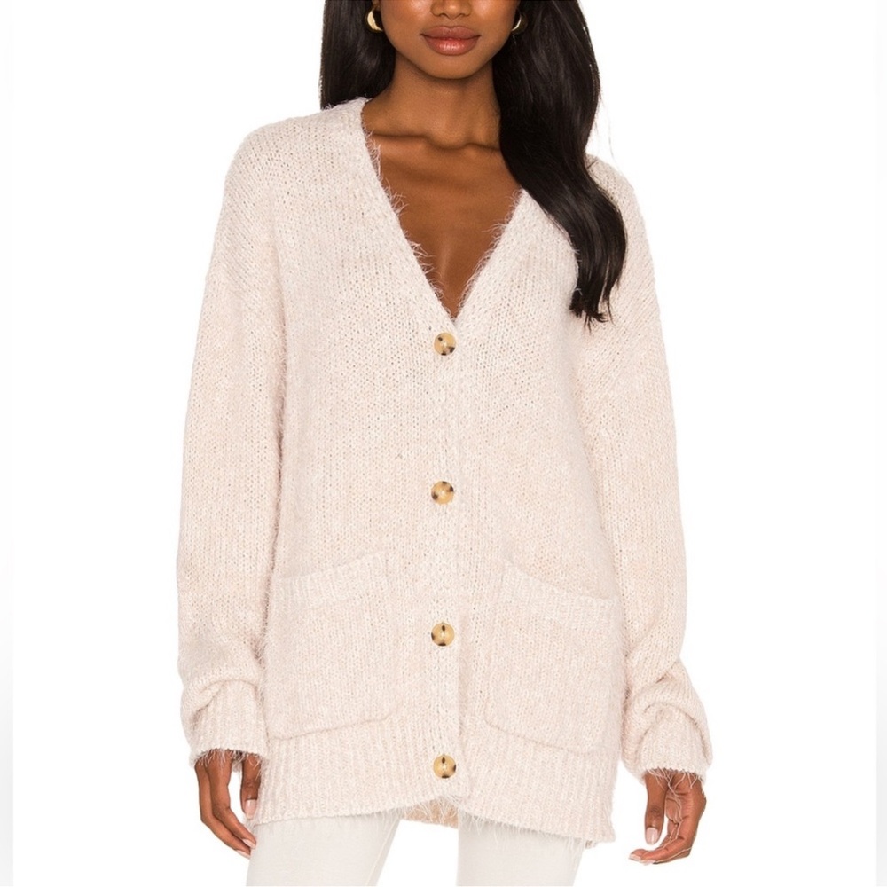 Free people over size Cozy Beige Cardigan with Pockets size large